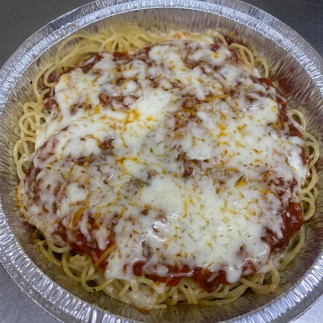 Baked Spag with Meat Sauce.